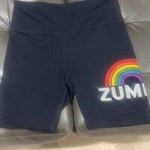 Zumba Fitness Black Bike Shorts with Rainbow Logo
